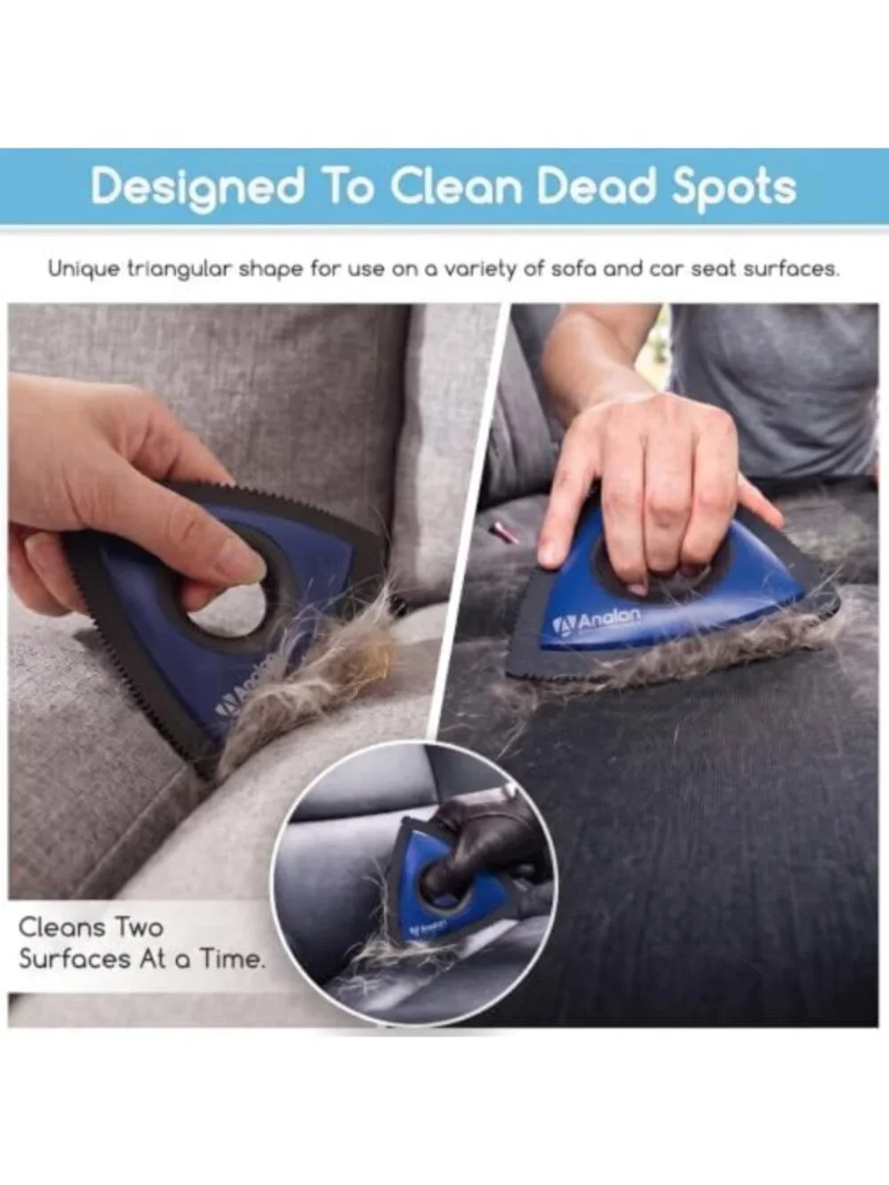 Mini Pet Hair Remover Tool for Car Detailing - Effective Dog Hair Cleaner (Blue)